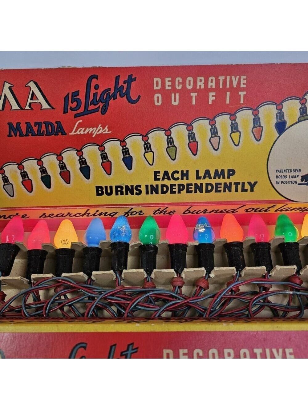 Vintage 15 Working Noma Christmas Lights Red Rings Original Festive Box USA
